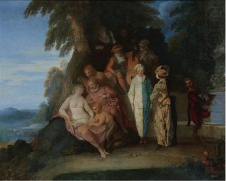 A scene inspired by the Commedia, Claude Gillot